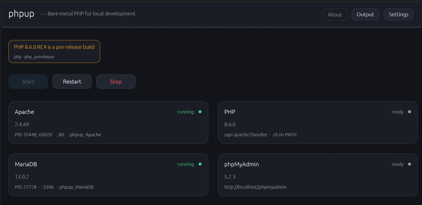 phpup | Bare-metal PHP for local development